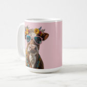 Fröhliche Kuh mit Sonnenbrille Kaffeetasse (Vorderseite Links)