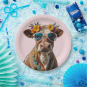 Fröhliche Kuh mit Sonnenbrille Pappteller (Party)