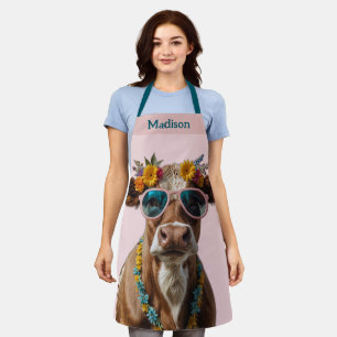 Fröhliche Kuh mit Sonnenbrille Schürze