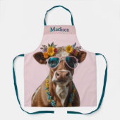 Fröhliche Kuh mit Sonnenbrille Schürze (Vorderseite)