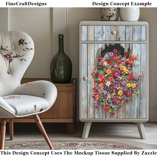 Fröhliche kühne Stiefmütterchen und Wildblumen CL6 Seidenpapier