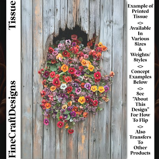 Fröhliche kühne Stiefmütterchen und Wildblumen CL6 Seidenpapier