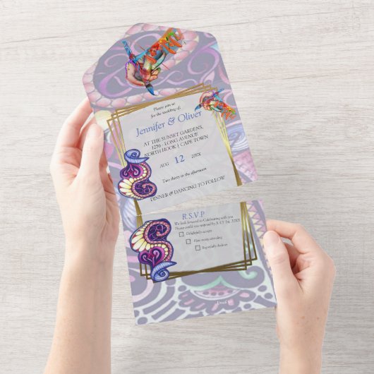 Fröhliche Künstlerische Party Doodle Creation All In One Einladung (Abreißen)