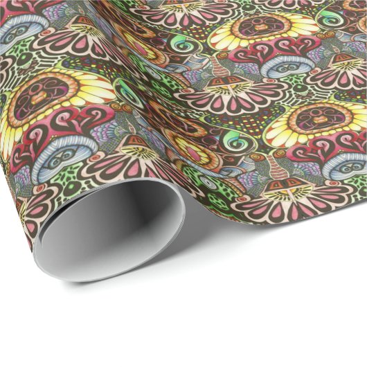 Fröhliche Künstlerische Party Doodle Creation Geschenkpapier (Rolleneckpunkt)