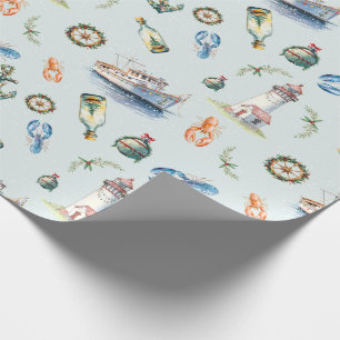 Fröhliche Küsten-Weihnachtspapier Geschenkpapier