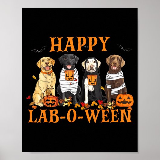 Fröhliche Lab-O-Ween Labrador Halloween-Saison Hun Poster (Vorne)