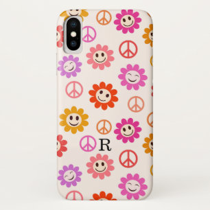 Fröhliche lächelnde Blumen mit Friedenszeichen Mon Case-Mate iPhone Hülle