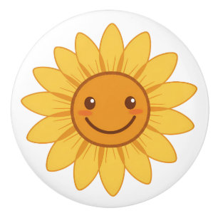 Fröhliche lächelnde Sonnenblume "Mein Sonnenschein Keramikknauf