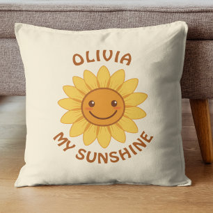 Fröhliche lächelnde Sonnenblume "Mein Sonnenschein Kissen