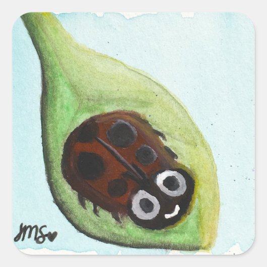 Fröhliche Ladybug Quadratischer Aufkleber (Vorderseite)