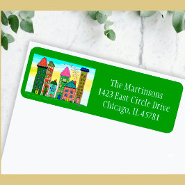 Fröhliche, lebendige Rücksendeadresse der Stadt