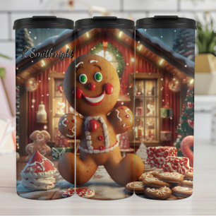 Fröhliche Lebkuchenszene Thermosbecher