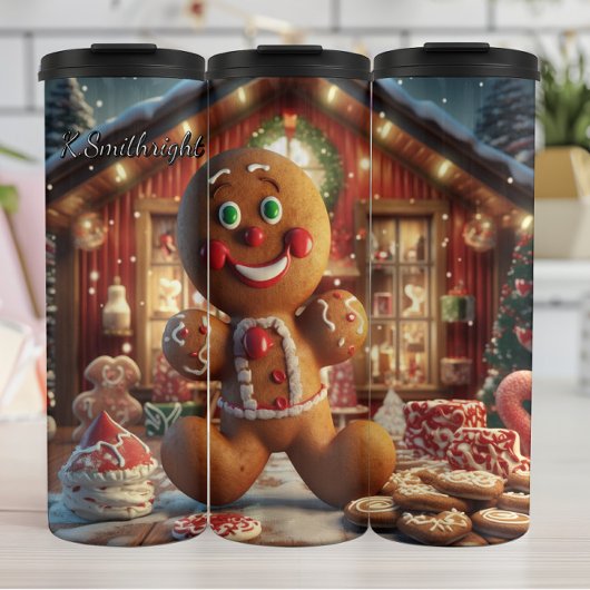 Fröhliche Lebkuchenszene Thermosbecher