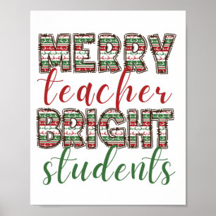 Fröhliche Lehrerin Bright Schüler Weihnachten Poster