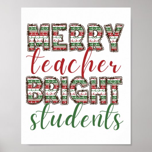 Fröhliche Lehrerin Bright Schüler Weihnachten Poster (Vorne)