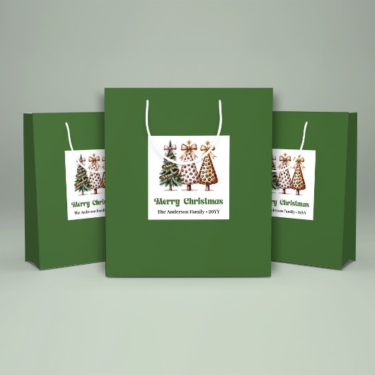 Fröhliche Leopard-Weihnachtsbaum-Geschenktasche mi Große Geschenktüte