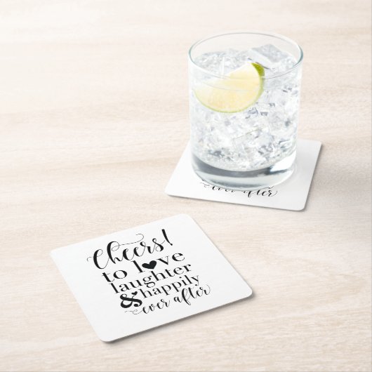 Fröhliche Liebe, glücklicherweise immer nach dem i Rechteckiger Pappuntersetzer (Vor Ort)