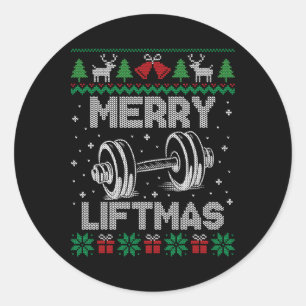 Fröhliche Liftmas Funny Christmas Gym Workout Fitn Runder Aufkleber