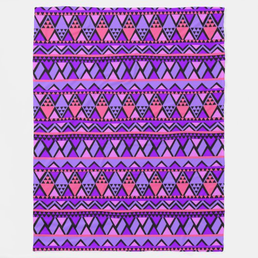Fröhliche Lila Geometrien Fleecedecke (Vorderseite)