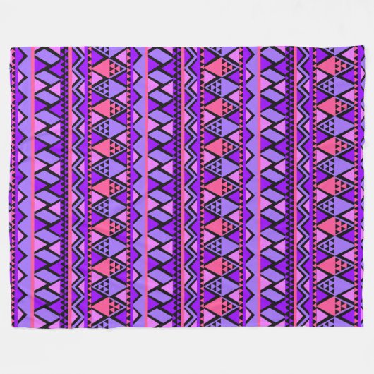 Fröhliche Lila Geometrien Fleecedecke (Vorderseite (Horizontal))