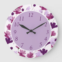 Fröhliche Lila Lilac Blume Blumendekoration Große Wanduhr