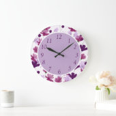 Fröhliche Lila Lilac Blume Blumendekoration Große Wanduhr (Zuhause)