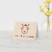 Fröhliche, lustige, minimalistische Rentiere in de Karte (Gelbe Blume)