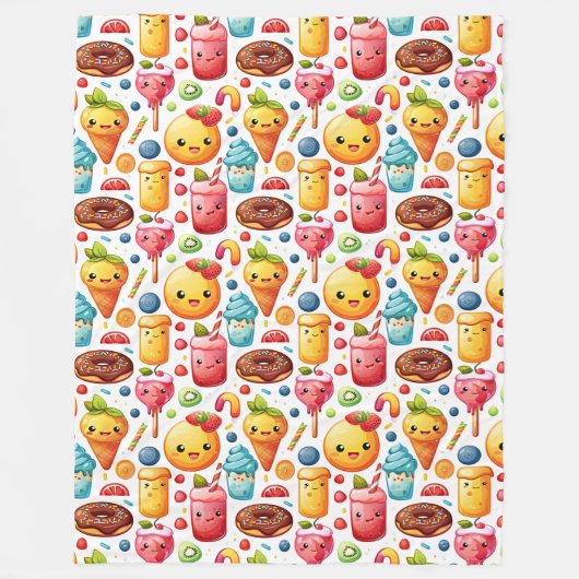 fröhliche, lustige niedliche Süßigkeiten Fleecedecke (Vorderseite)