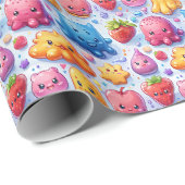 fröhliche, lustige niedliche Süßigkeiten Geschenkpapier (Rolleneckpunkt)