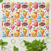 fröhliche, lustige niedliche Süßigkeiten Geschirrtuch (Gefaltet)