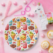 fröhliche, lustige niedliche Süßigkeiten Pappteller (Party)