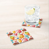 fröhliche, lustige niedliche Süßigkeiten Rechteckiger Pappuntersetzer (Vor Ort)