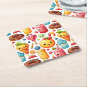 fröhliche, lustige niedliche Süßigkeiten Rechteckiger Pappuntersetzer (angewinkelt)