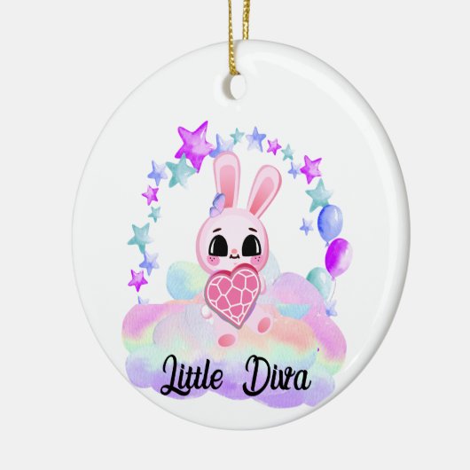 Fröhliche Magie, süß im Regenbogen Keramik Ornament (Links)