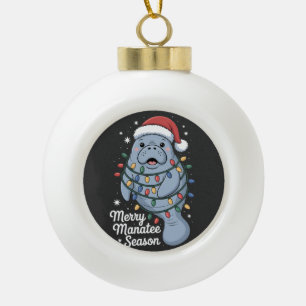 Fröhliche Manatí-Saison Lustiger Manatí-Seekuh-Säu Keramik Kugel-Ornament