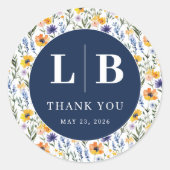 Fröhliche Marine Blumen Dankbarkeit Runder Aufkleber (Vorderseite)