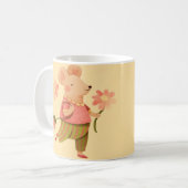 Fröhliche Maus in Blüte – Whimsical-Kaffeetasse Kaffeetasse (Vorderseite Links)