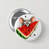 Fröhliche Maus isst Wassermelone Button (Vorne & Hinten)