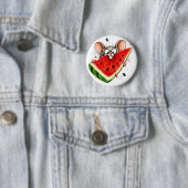 Fröhliche Maus isst Wassermelone Button (Beispiel)