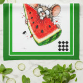 Fröhliche Maus isst Wassermelone Geschirrtuch (Gefaltet)