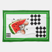 Fröhliche Maus isst Wassermelone Geschirrtuch (Horizontal)
