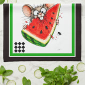 Fröhliche Maus isst Wassermelone Geschirrtuch (Gefaltet)