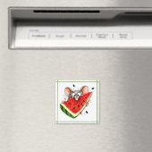 Fröhliche Maus isst Wassermelone Magnet (In Situ (Geschirrspüler))
