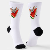 Fröhliche Maus isst Wassermelone Socken (Gewinkelt)