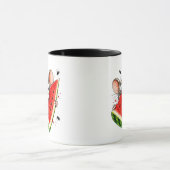 Fröhliche Maus isst Wassermelone Tasse (Zentrum)