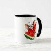 Fröhliche Maus isst Wassermelone Tasse (VorderseiteRechts)