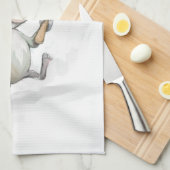 Fröhliche Maus Moe mit olivgrünem Geschirrtuch (Viertel Falte)