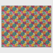 Fröhliche Mehrfarbige Blumen Laune Geschenkpapier (Flach)