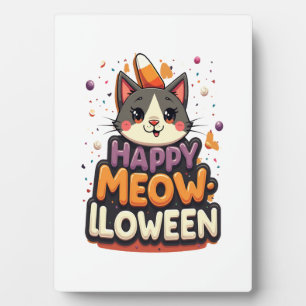Fröhliche Meow-lloween Katze Fotoplatte