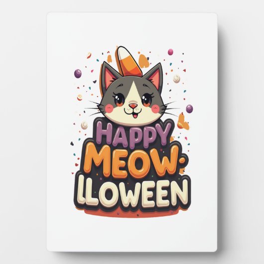 Fröhliche Meow-lloween Katze Fotoplatte (Vorderseite)
